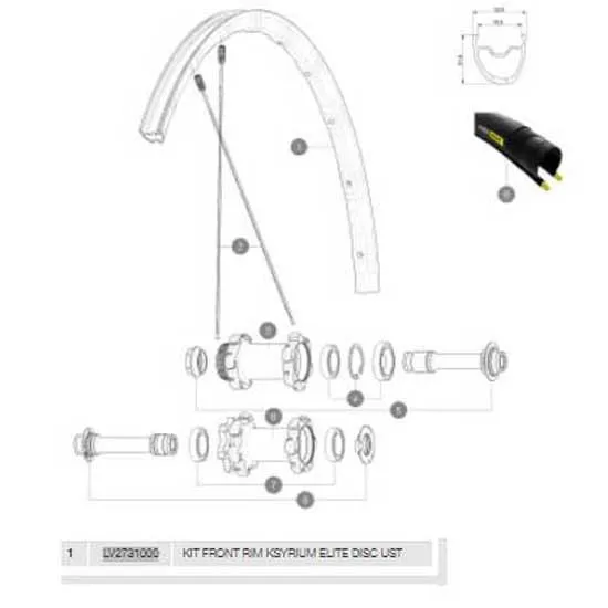 Mavic Ksyrium Elite Disc Ust Vorderradfelge, Black, 700 - 28" 24H