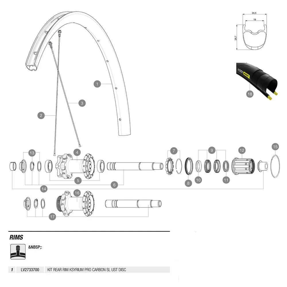 Mavic Ksyrium Pro Carbon Sl Ust Disc Hinterradfelge, Black, 700 - 28" 24H Mavic Ksyrium Pro Carbon Sl Ust Disc Hinterradfelge, Black, 700 - 28" 24H