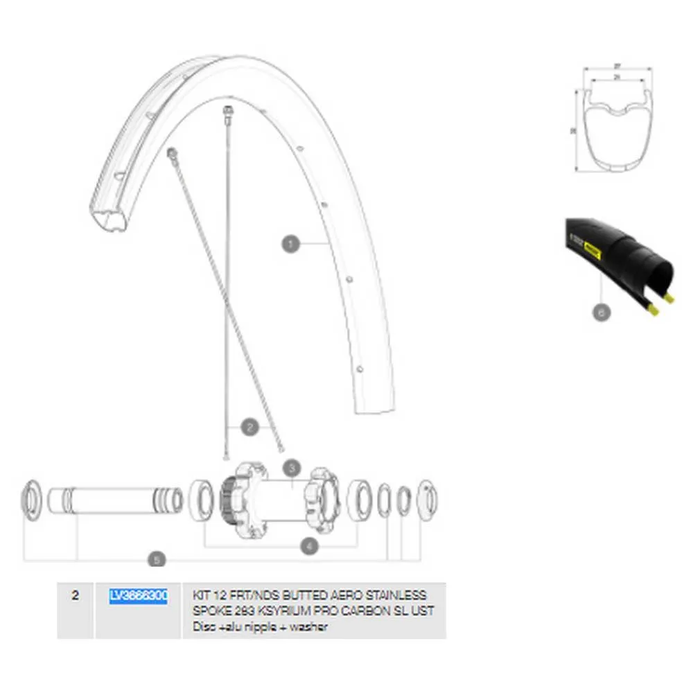 Mavic Ksyrium Pro Carbon Sl Ust Disc Linke Speichen 12 Einheiten, Black, 283mm Mavic Ksyrium Pro Carbon Sl Ust Disc Linke Speichen 12 Einheiten, Black, 283mm