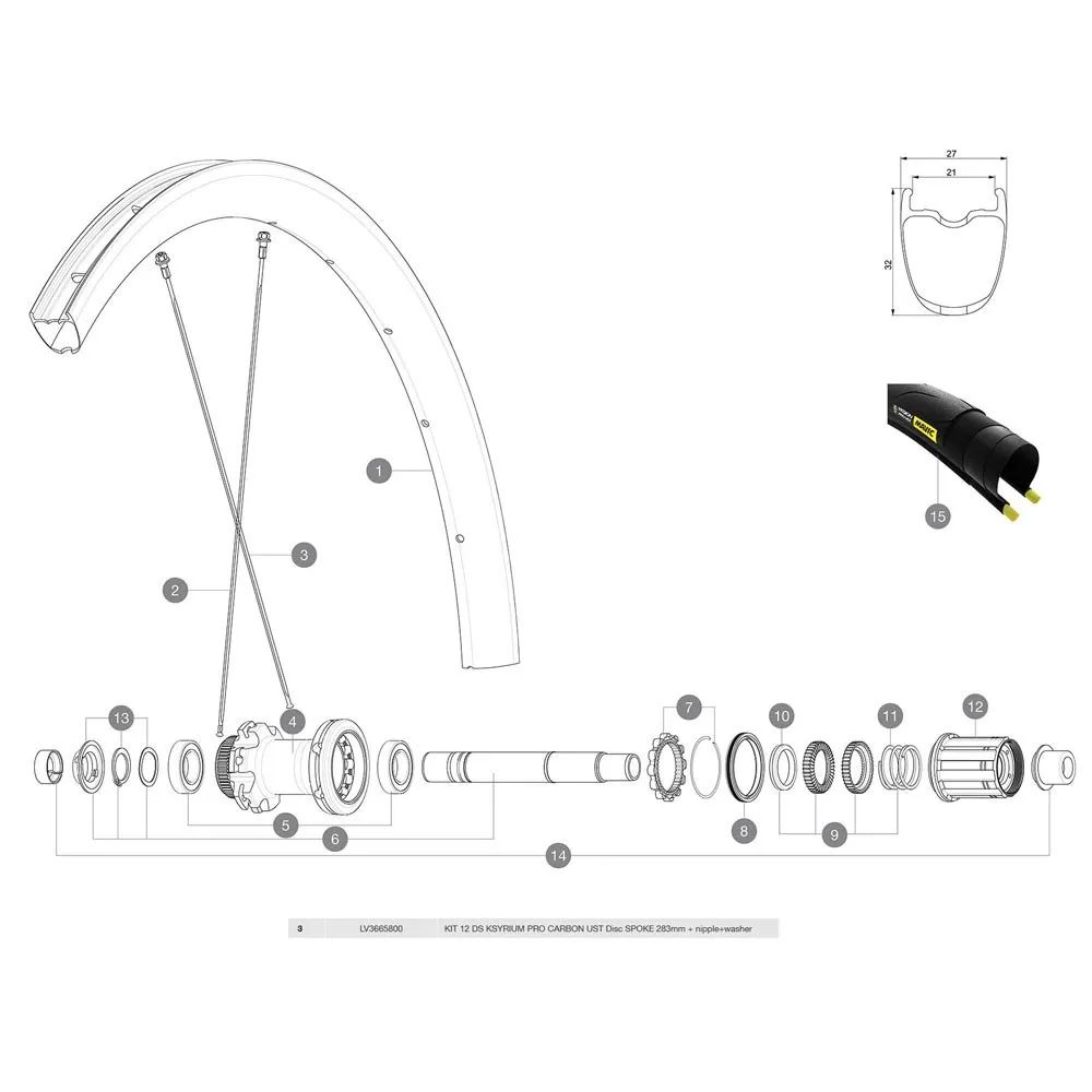 Mavic Ksyrium Pro Carbon Ust Disc Hintere Rechte Speichen 12 Einheiten, Black, 283mm Mavic Ksyrium Pro Carbon Ust Disc Hintere Rechte Speichen 12 Einheiten, Black, 283mm