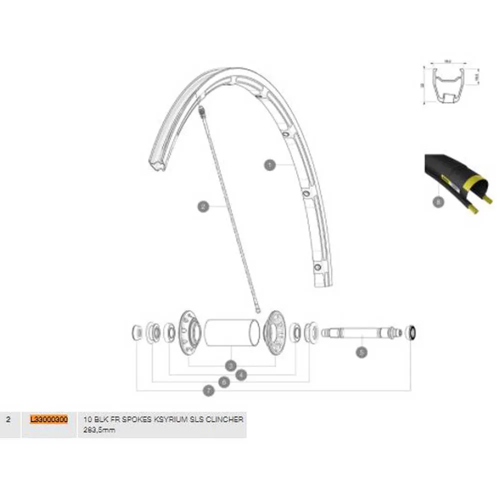 Mavic Ksyrium Sls/sle/pro Exalith 2013-16 Front Speichen 10 Einheiten, Black, 283.5mm Mavic Ksyrium Sls/sle/pro Exalith 2013-16 Front Speichen 10 Einheiten, Black, 283.5mm