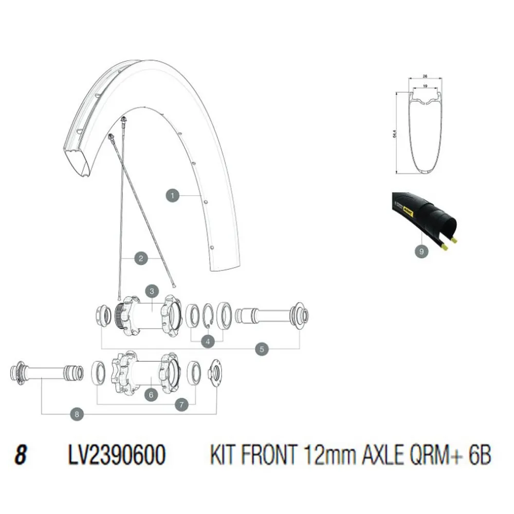 Mavic Qrm+ 6b Vorderradachse, Black / silver, 12 x 100mm Mavic Qrm+ 6b Vorderradachse, Black / silver, 12 x 100mm
