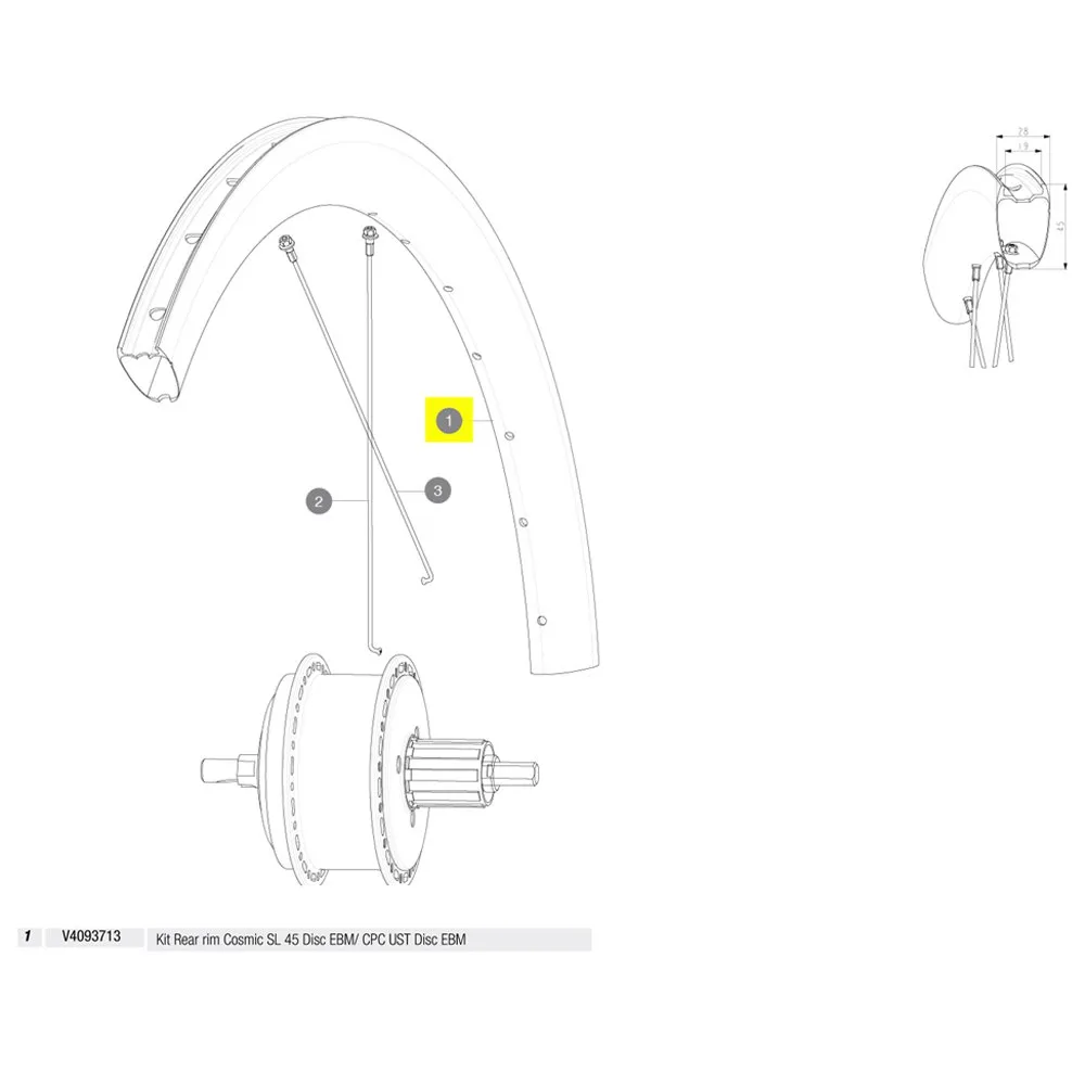 Mavic Rear Cosmic Sl 45 Disc Ebm/cpc Ust Disc Ebm Rennradfelge, Black, 700 - 28" Mavic Rear Cosmic Sl 45 Disc Ebm/cpc Ust Disc Ebm Rennradfelge, Black, 700 - 28"