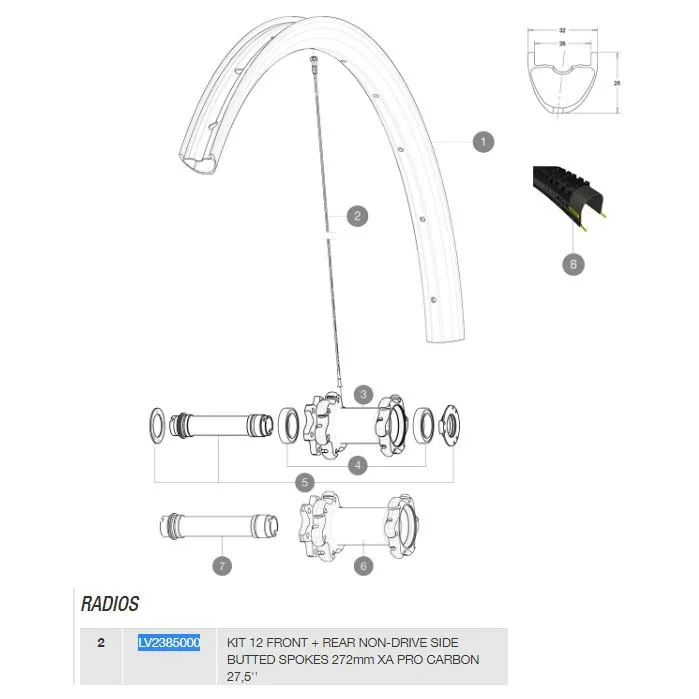Mavic XA Pro Carbon 27,5" Ersatzspeichen Modell 2017-2018 Mavic XA Pro Carbon 27,5" Ersatzspeichen Modell 2017-2018