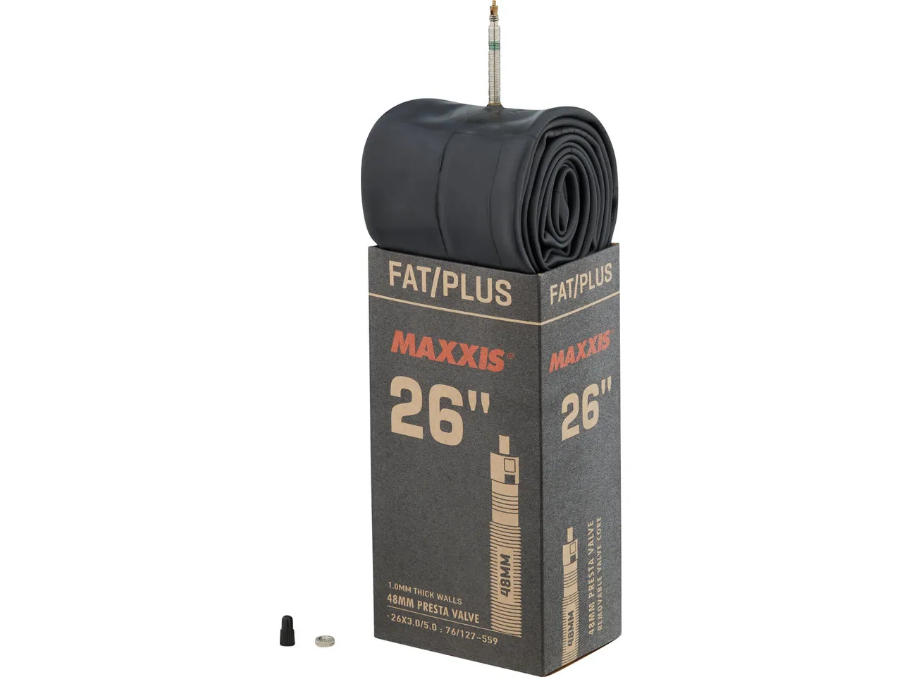Maxxis Plus / Fatbike 26+ Schlauch, Schwarz, 26 x 3.0-5.0 SV 48mm Maxxis Plus / Fatbike 26+ Schlauch, Schwarz, 26 x 3.0-5.0 SV 48mm