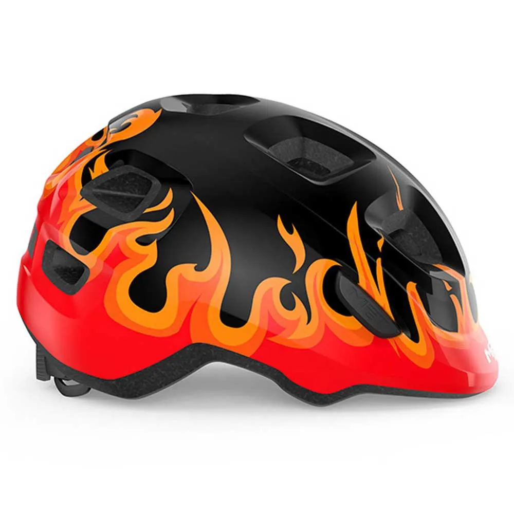 MET Hooray Junior-helm, Black fire gloss