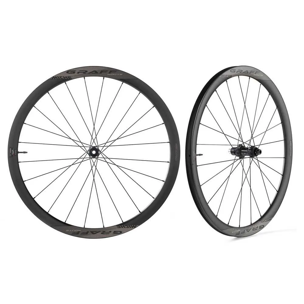 Miche Graff Route 28´´ 700c Cl Disc Tubeless Gravel-laufradsatz, Black, 12 x 100 / 12 x 142mm, Shimano Micro Spline