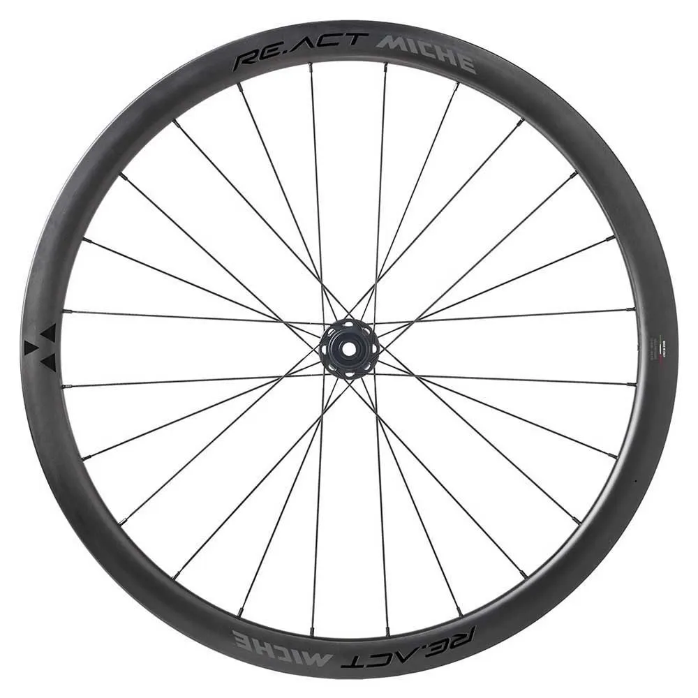 Miche Re.act 28´´ 700c Cl Disc Tubeless Rennrad Laufradsatz, Black, 12 x 100 / 12 x 142mm, Sram XDR Miche Re.act 28´´ 700c Cl Disc Tubeless Rennrad Laufradsatz, Black, 12 x 100 / 12 x 142mm, Sram XDR