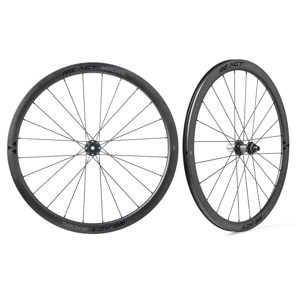 Miche Re.act 28´´ 700c Cl Disc Tubeless Rennrad Laufradsatz, Black, 12 x 100 / 12 x 142mm, Sram XDR Miche Re.act 28´´ 700c Cl Disc Tubeless Rennrad Laufradsatz, Black, 12 x 100 / 12 x 142mm, Sram XDR