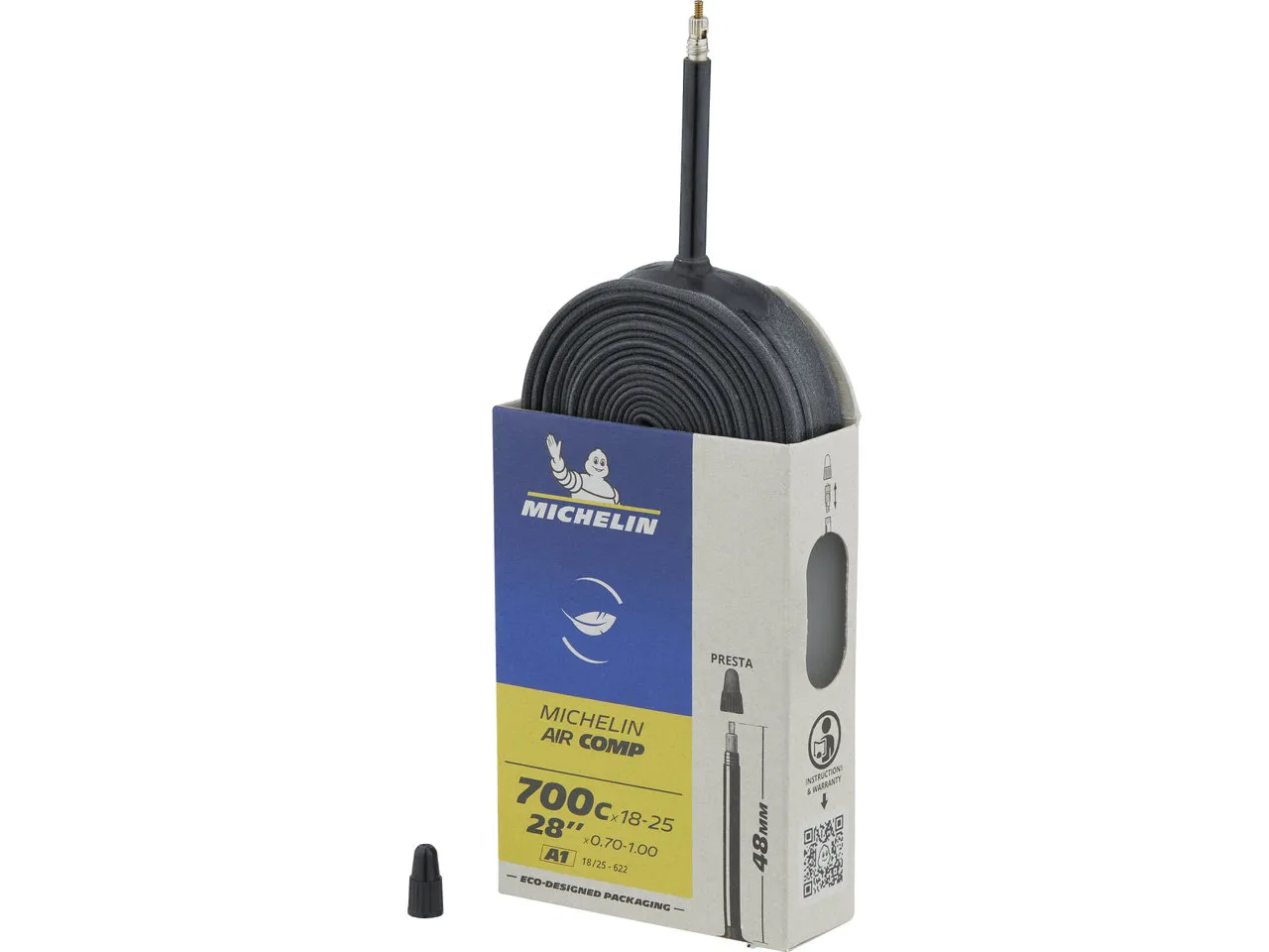 Michelin Schlauch A1 Aircomp für 28", Schwarz, 18-25 x 622 SV 48mm Michelin Schlauch A1 Aircomp für 28", Schwarz, 18-25 x 622 SV 48mm