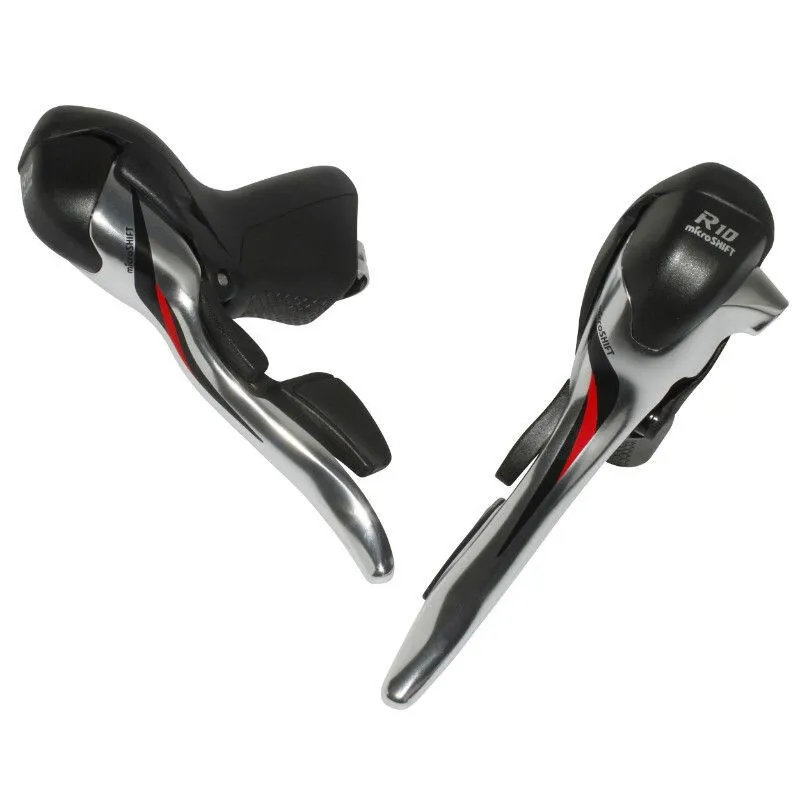 microSHIFT Dreifach-Rennrad-Schalthebelpaar aus Alu, Shimano-kompatibel außer Tiagra 4700 Unisex, silber, 10sp microSHIFT Dreifach-Rennrad-Schalthebelpaar aus Alu, Shimano-kompatibel außer Tiagra 4700 Unisex, silber, 10sp
