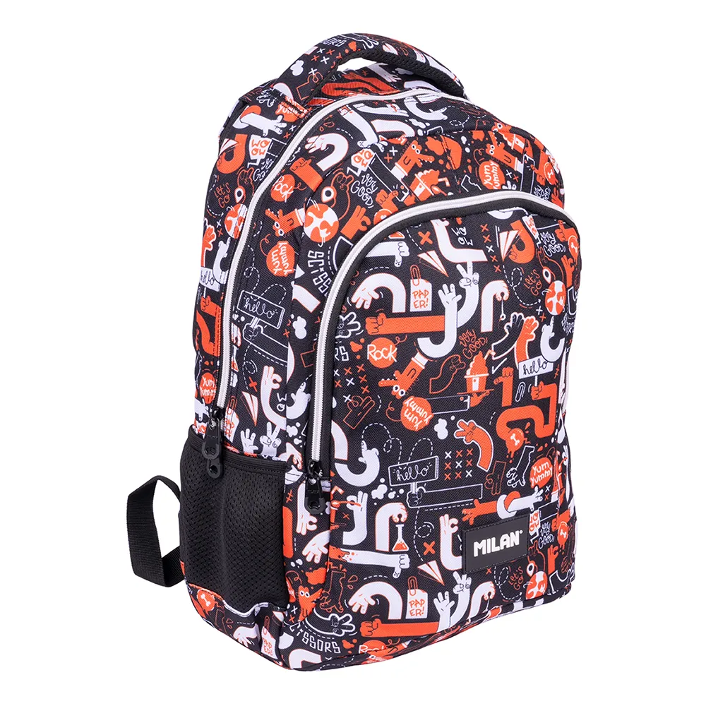 Milan Schulrucksack Mit 2 Reißverschlüssen Finger Spezialserie 21l, Multicolor
