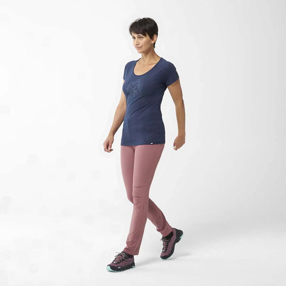Millet Imja Wool Print Kurzarm-t-shirt, Saphir