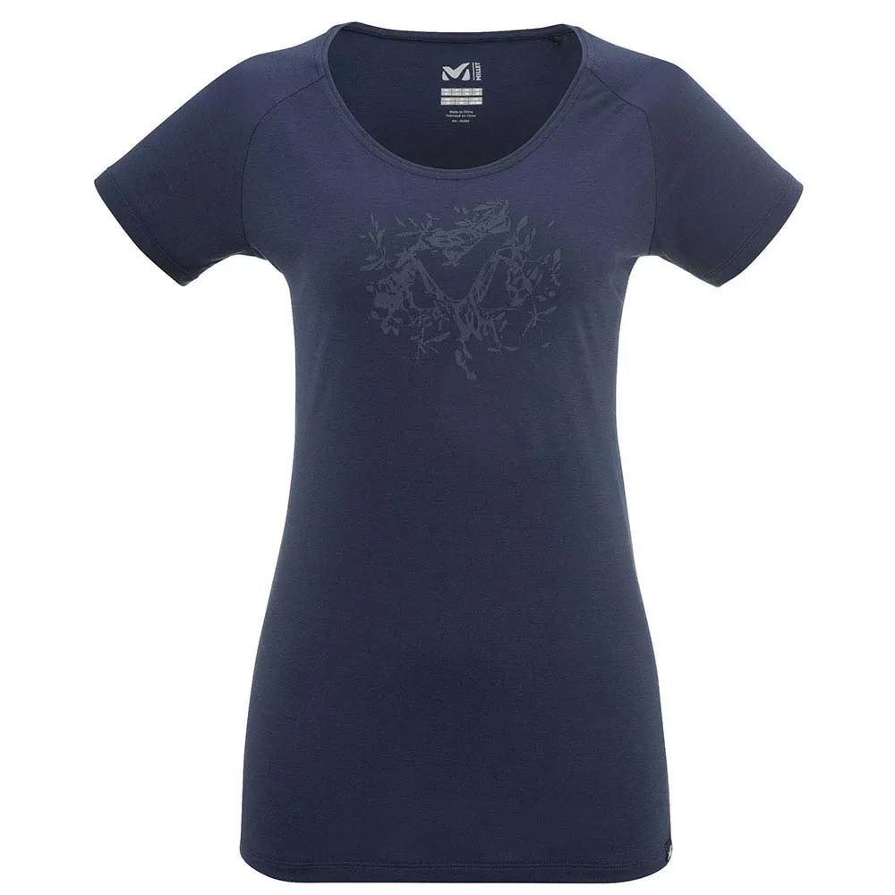 Millet Imja Wool Print Kurzarm-t-shirt, Saphir