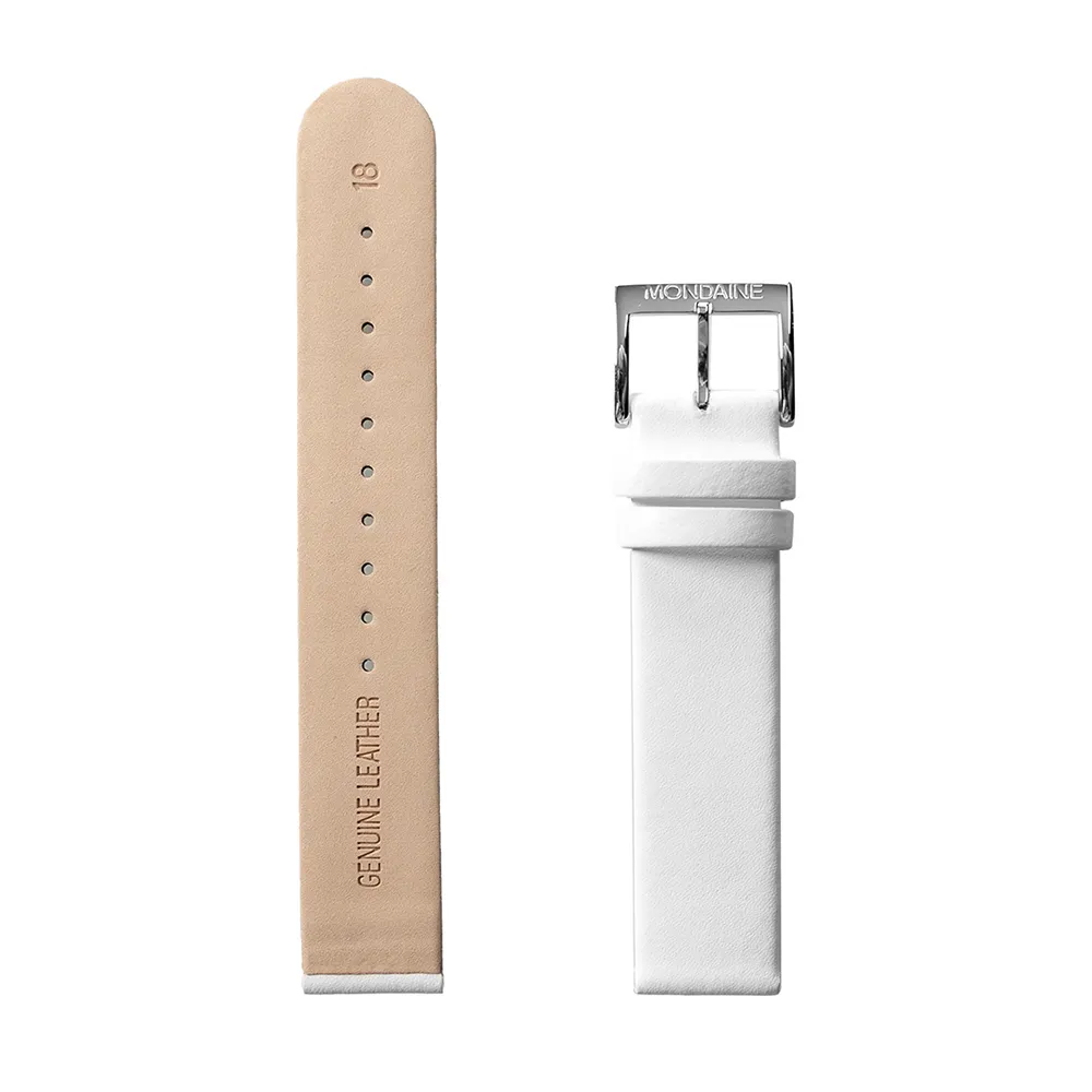Mondaine Genuine 18 Mm Gurt, White Mondaine Genuine 18 Mm Gurt, White
