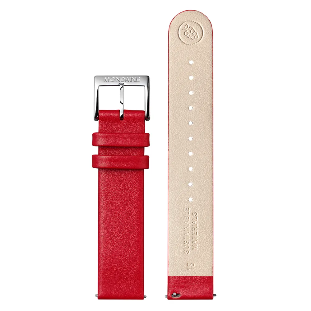 Mondaine Vegan Grape 18 Mm Gurt, Red Mondaine Vegan Grape 18 Mm Gurt, Red
