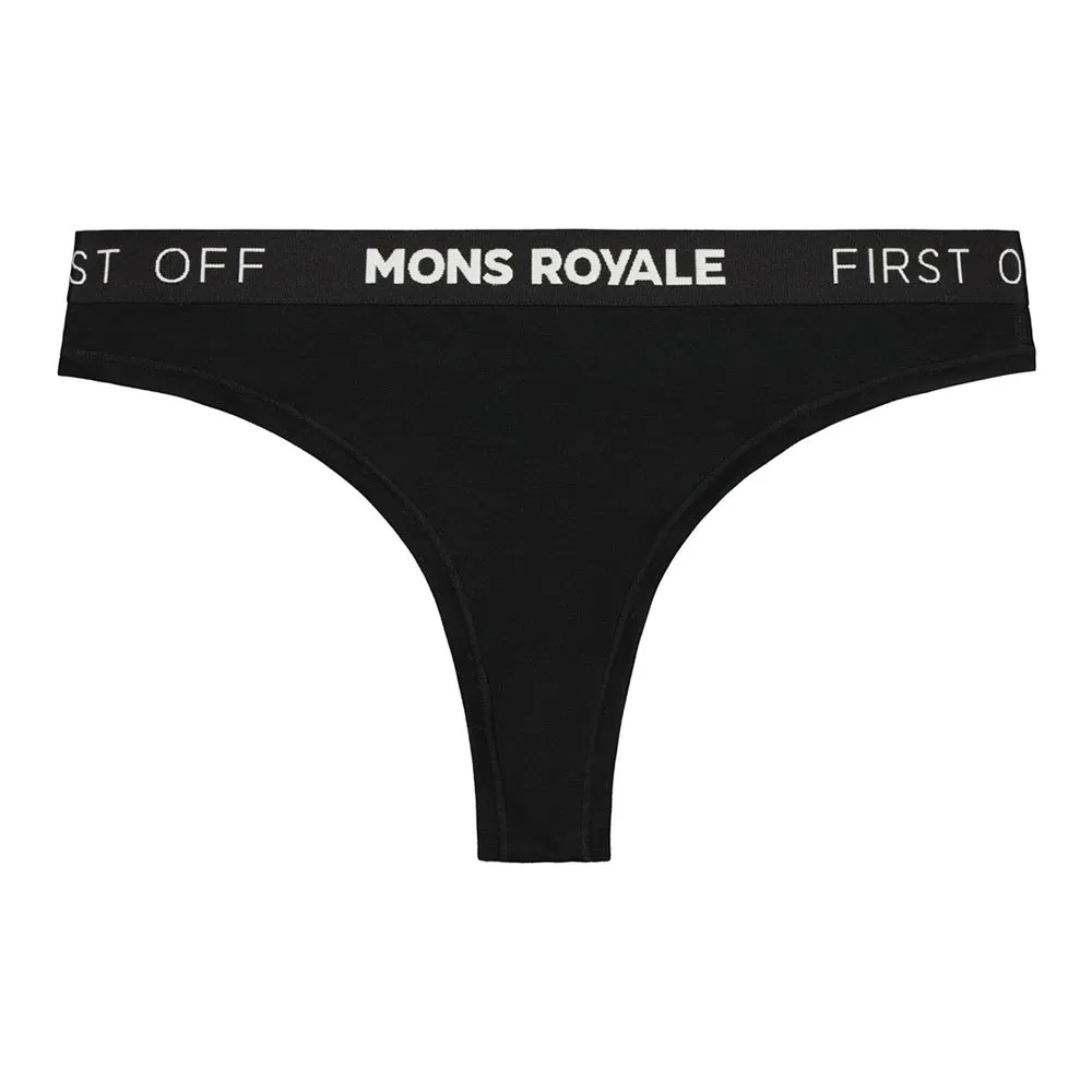 Mons Royale Merino Thong Slip, Black Mons Royale Merino Thong Slip, Black