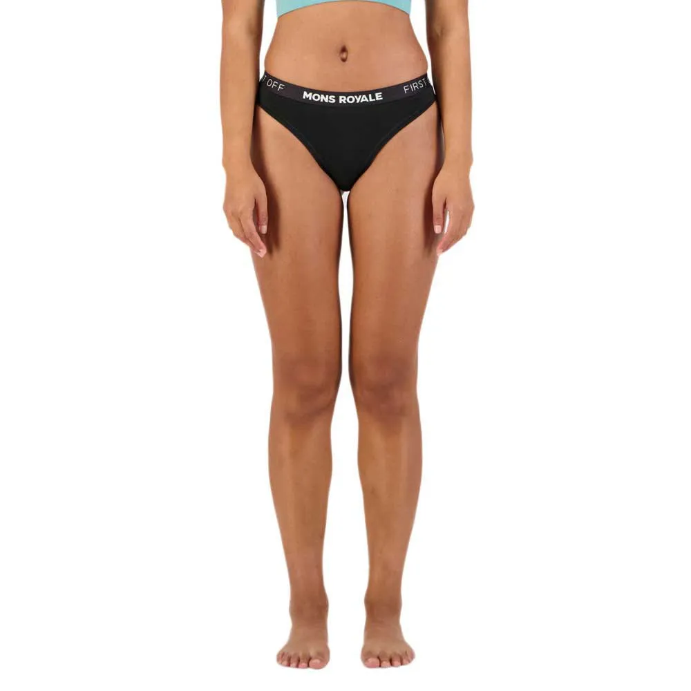 Mons Royale Merino Thong Slip, Black Mons Royale Merino Thong Slip, Black