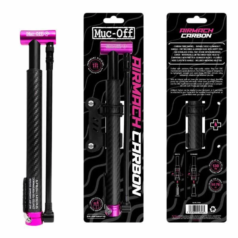 Muc-Off Airmach Mini-pumpe, Black / pink, 130psi Muc-Off Airmach Mini-pumpe, Black / pink, 130psi