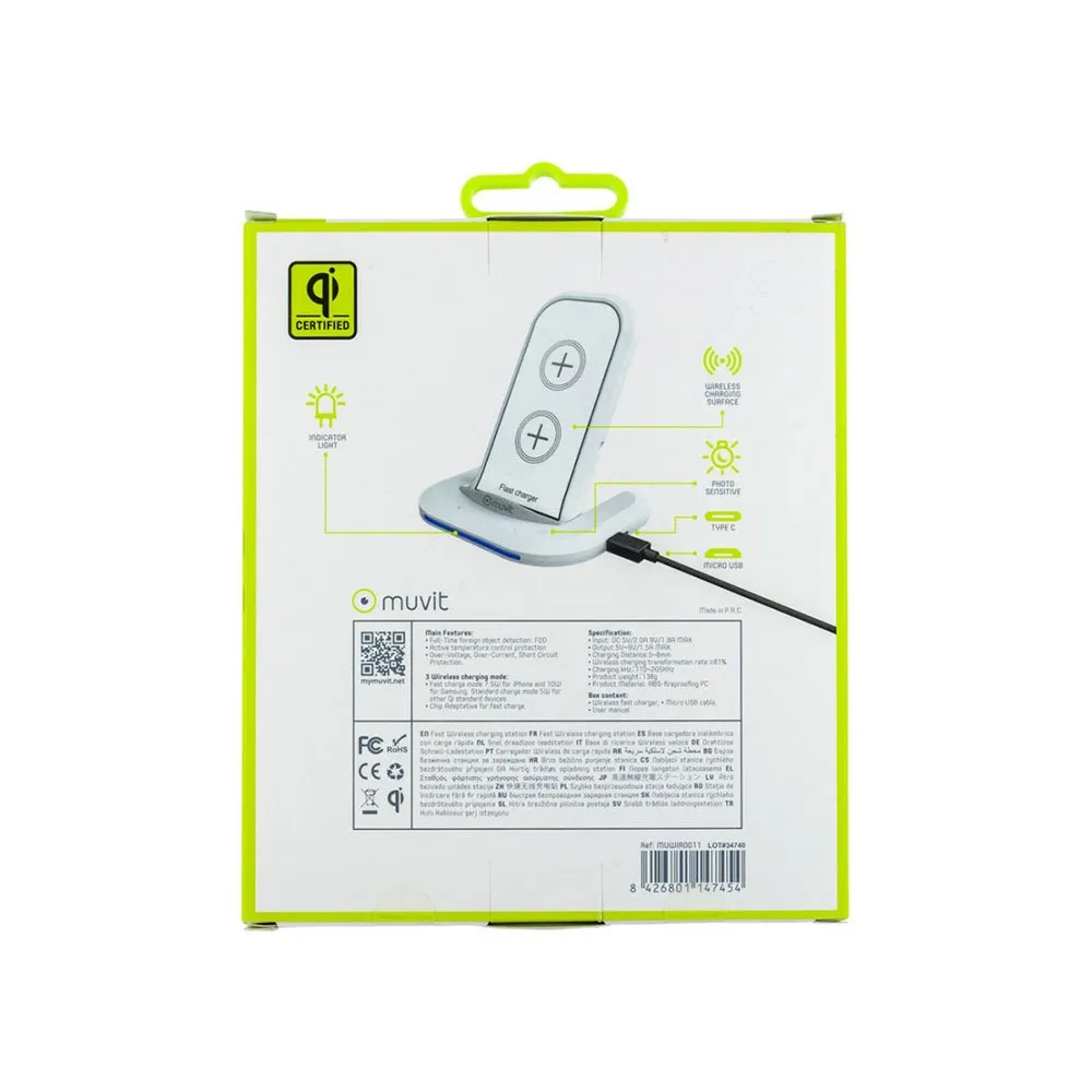 Muvit Qi Wireless Desktop 5/7.5/2a 10w Ladegerät, White, One Size Muvit Qi Wireless Desktop 5/7.5/2a 10w Ladegerät, White, One Size