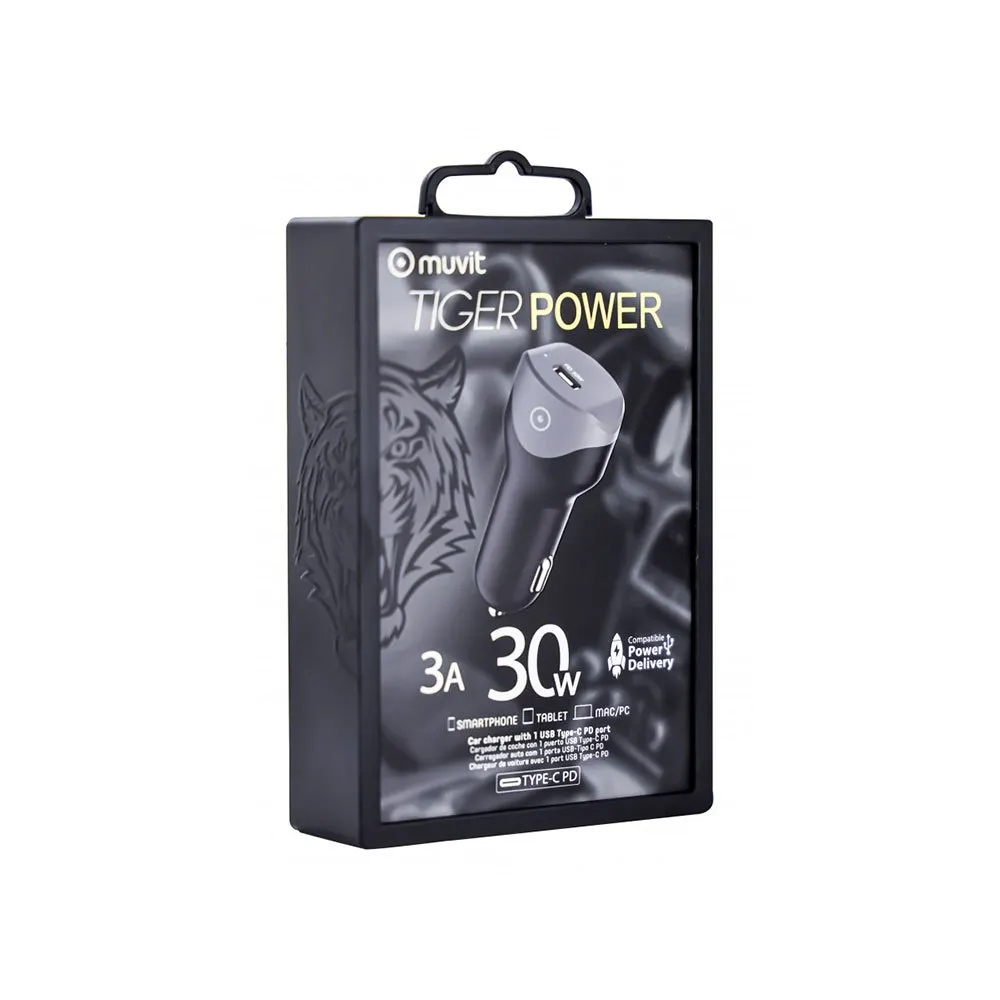 Muvit Type C Pd Smart Ic 30w Autoladegerät, Black, One Size Muvit Type C Pd Smart Ic 30w Autoladegerät, Black, One Size