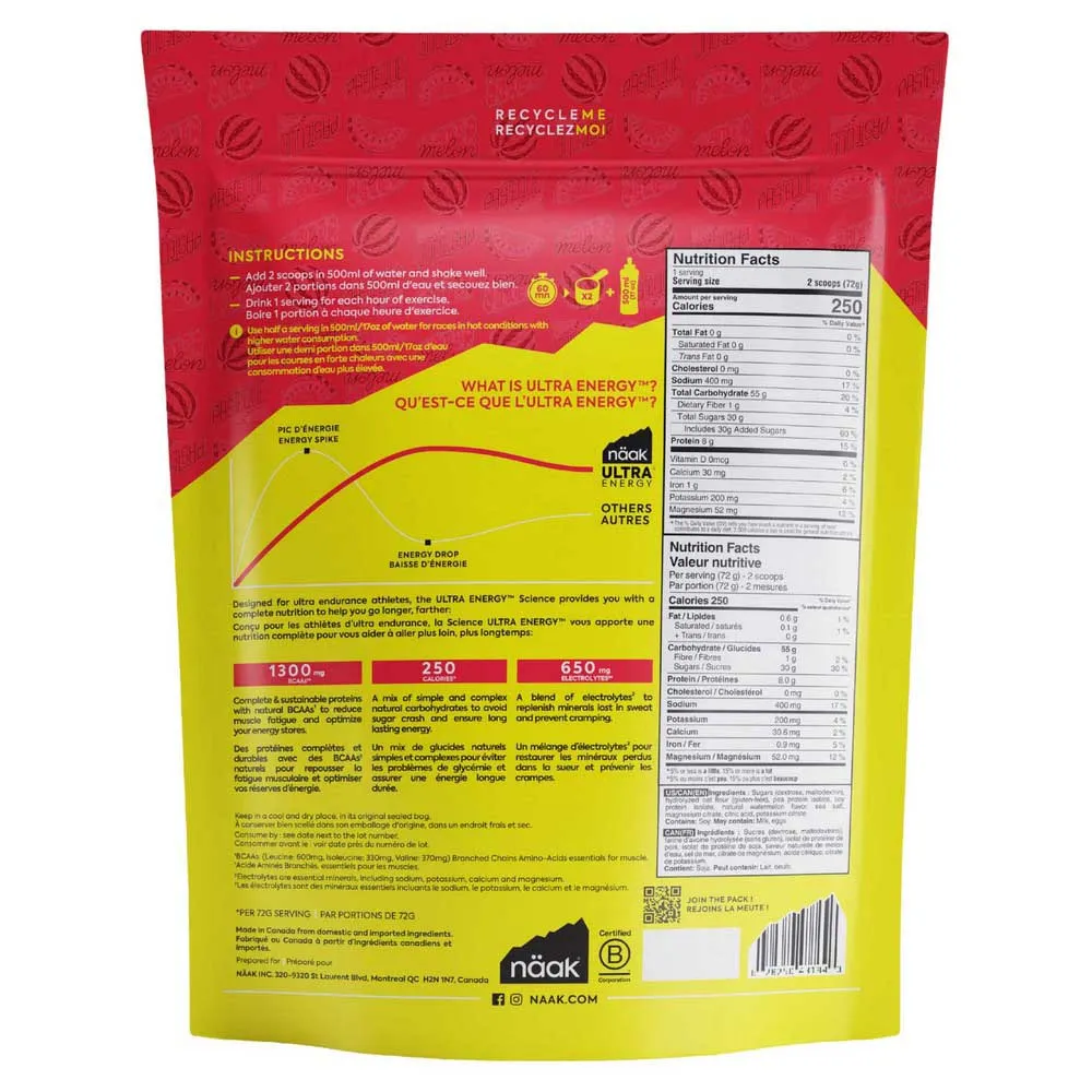 Näak Ultra Energy™ Watermelon 720g Isotonisches Pulvergetränk, Watermelon, One Size Näak Ultra Energy™ Watermelon 720g Isotonisches Pulvergetränk, Watermelon, One Size