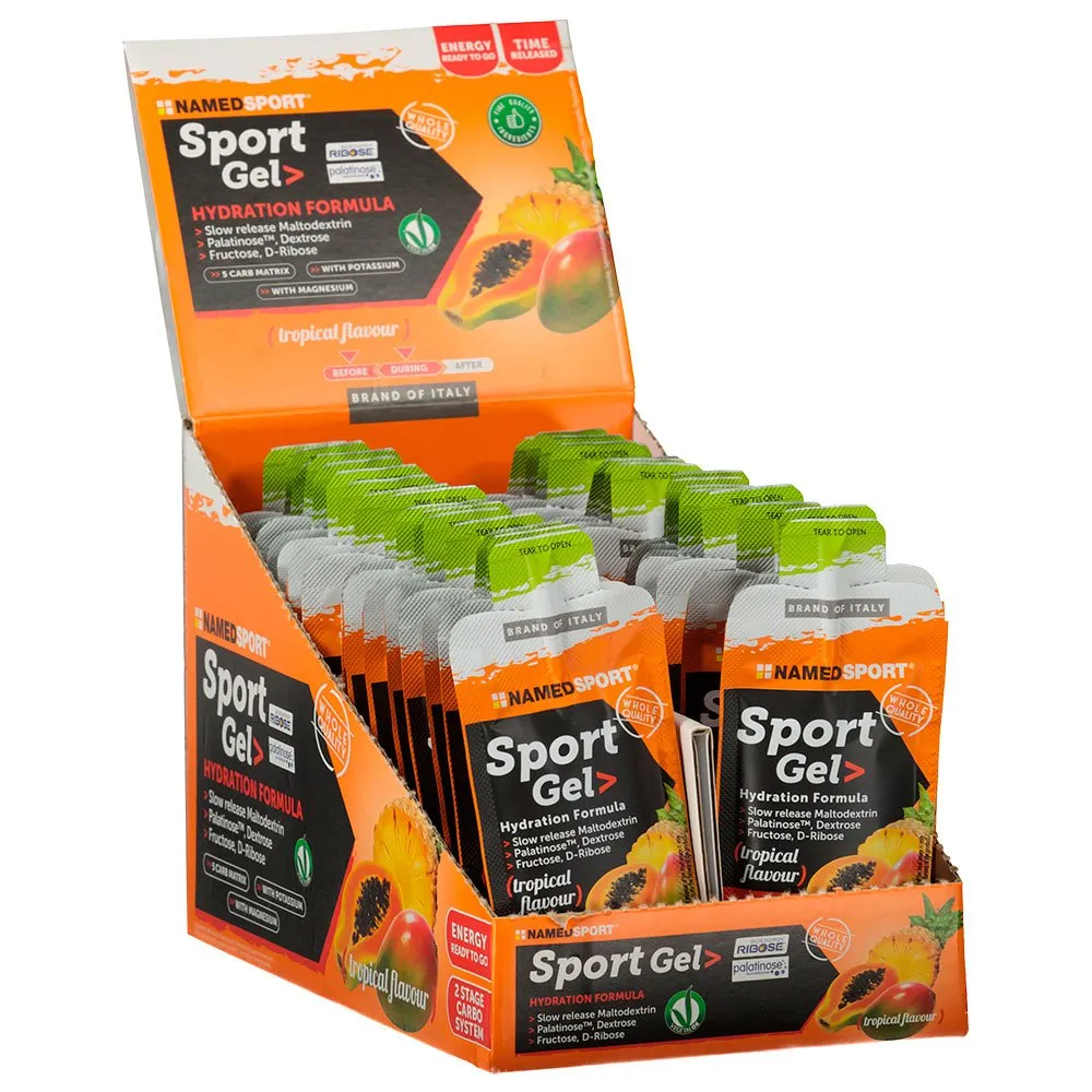 NAMEDSPORT Sport Schachtel Mit Energiegelen Tropische 25ml 32 Einheiten, Orange, One Size