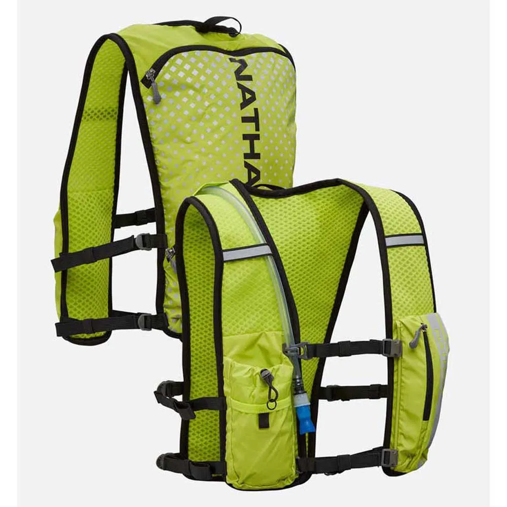 Nathan Hypernight Quickstart 2.0 4l Trinkweste, Hi vis yellow / geo print, One Size Nathan Hypernight Quickstart 2.0 4l Trinkweste, Hi vis yellow / geo print, One Size
