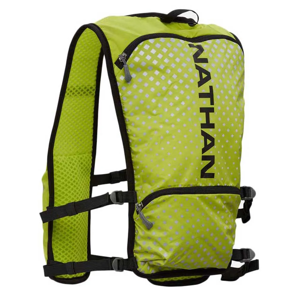 Nathan Hypernight Quickstart 2.0 4l Trinkweste, Hi vis yellow / geo print, One Size Nathan Hypernight Quickstart 2.0 4l Trinkweste, Hi vis yellow / geo print, One Size