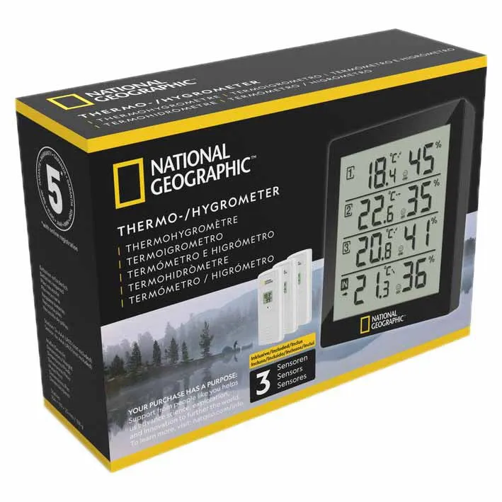 National Geographic 9070200 Thermometer Und Hygrometer, Black / white, One Size National Geographic 9070200 Thermometer Und Hygrometer, Black / white, One Size