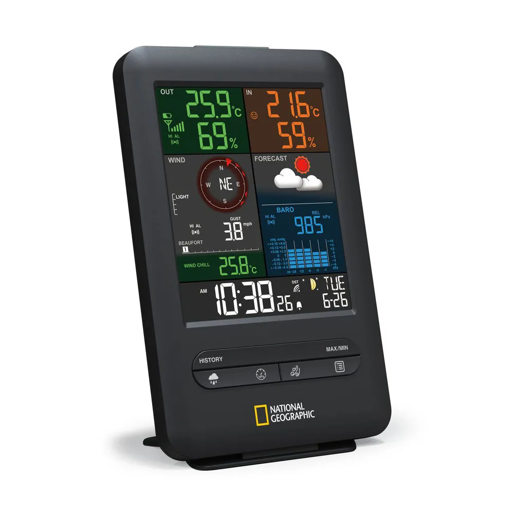 National Geographic Rc 5-in-1 Wetterstation, Black / white, One Size, EU Plug 220V National Geographic Rc 5-in-1 Wetterstation, Black / white, One Size, EU Plug 220V