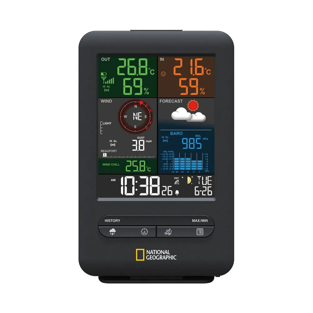 National Geographic Rc 5-in-1 Wetterstation, Black / white, One Size, EU Plug 220V National Geographic Rc 5-in-1 Wetterstation, Black / white, One Size, EU Plug 220V