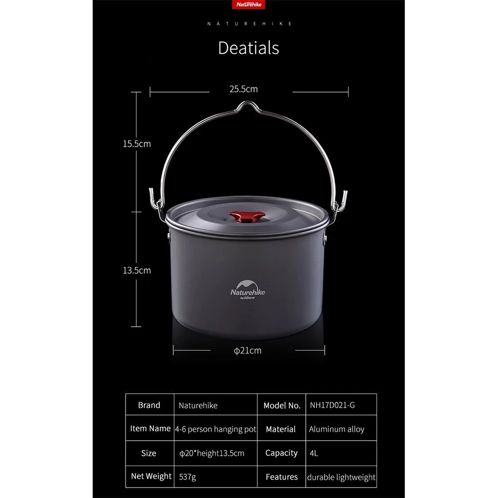 Naturehike Burrell 4l Kochtopf, Grey, 4-6 people Naturehike Burrell 4l Kochtopf, Grey, 4-6 people
