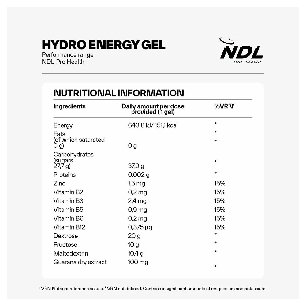 Ndl Pro Health Hydro Energy Gel Schachtel Mit Energiegelen Cola 60g 12 Einheiten, One size
