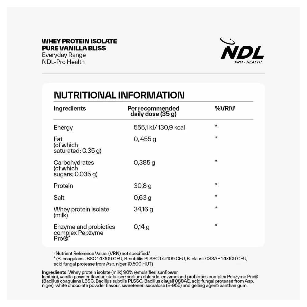 Ndl Pro Health Whey Protein Isolate Proteinpulver Vanille 1kg, One size Ndl Pro Health Whey Protein Isolate Proteinpulver Vanille 1kg, One size