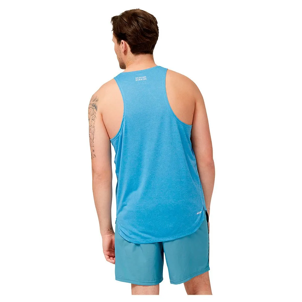 New Balance Graphic Impact ärmelloses T-shirt male, Heritage blue heather New Balance Graphic Impact ärmelloses T-shirt male, Heritage blue heather