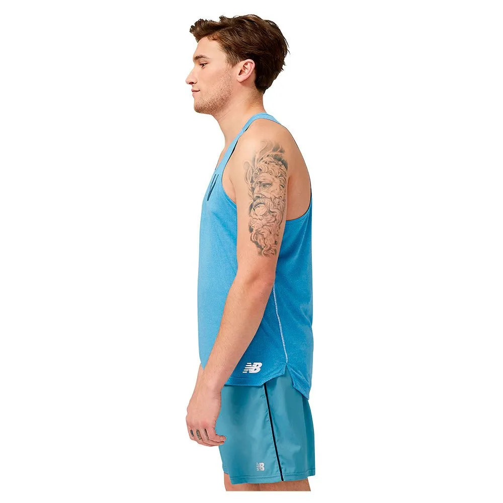 New Balance Graphic Impact ärmelloses T-shirt male, Heritage blue heather New Balance Graphic Impact ärmelloses T-shirt male, Heritage blue heather
