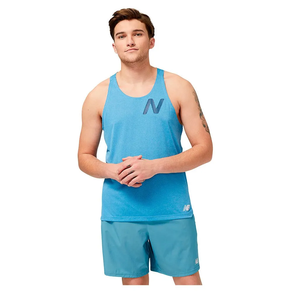 New Balance Graphic Impact ärmelloses T-shirt male, Heritage blue heather New Balance Graphic Impact ärmelloses T-shirt male, Heritage blue heather
