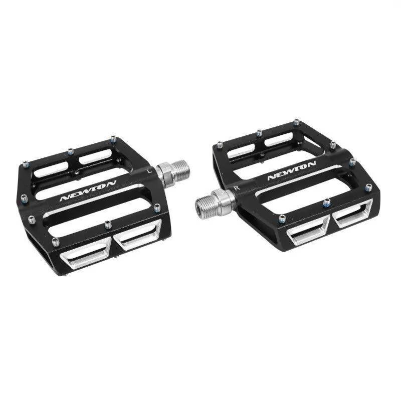 Newton MTB-Pedale Downhill - bmx mit cnc-Lagern, Gewinde 9-16 mit Alu-Pins Unisex, schwarz, 108 x 98mm
