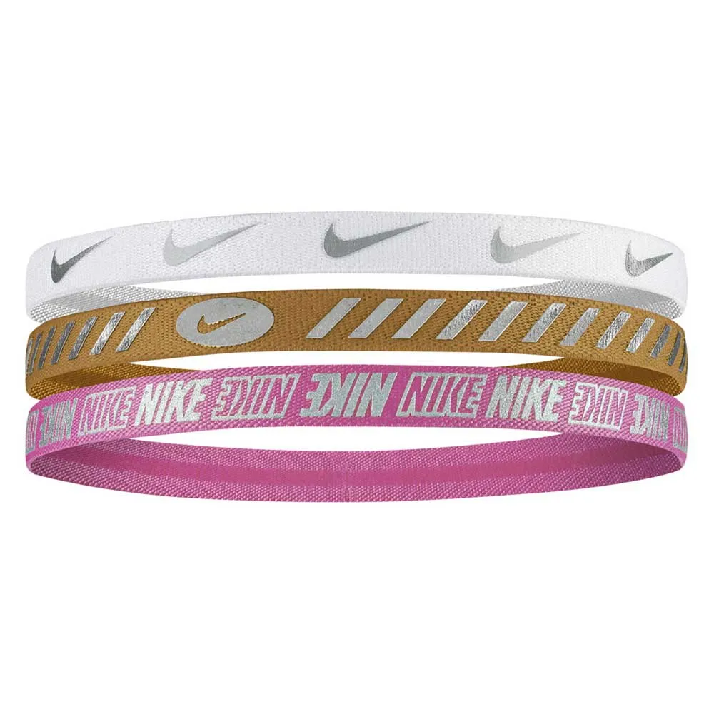 Nike 3.0 Metallic Stirnband 3 Einheiten male, White / brown / fus