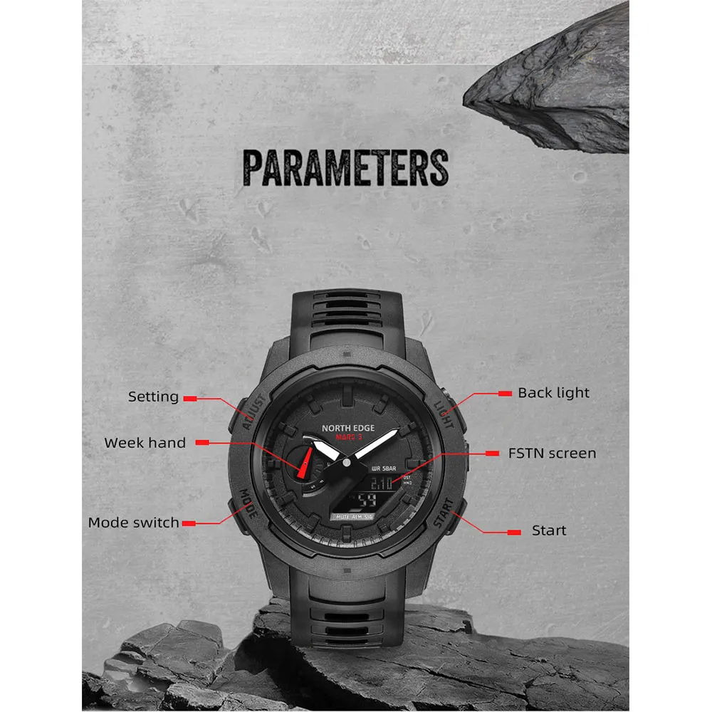 North Edge Mars 3 Wr Uhr, Black North Edge Mars 3 Wr Uhr, Black