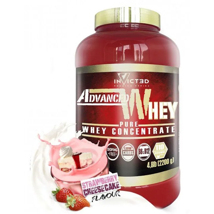 NutriSport Invicted Advanced Molkenprotein Erdbeere Und Käsekuchen 2200g, Red, One Size