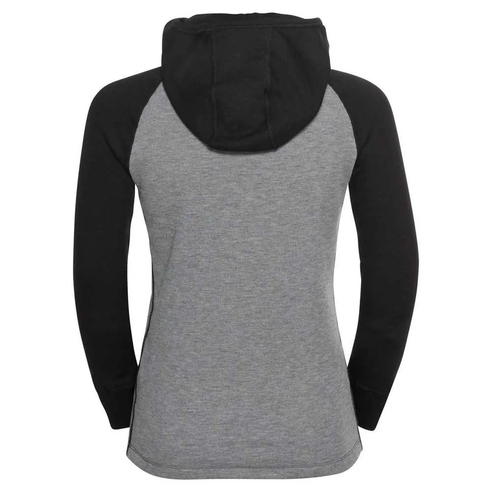 Odlo Active Warm Eco Kapuzenpullover, Black / steel grey melange, 8Y Odlo Active Warm Eco Kapuzenpullover, Black / steel grey melange, 8Y