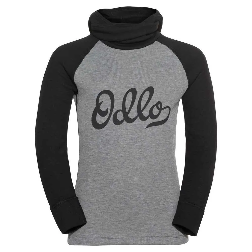 Odlo Active Warm Eco Kapuzenpullover, Black / steel grey melange, 8Y Odlo Active Warm Eco Kapuzenpullover, Black / steel grey melange, 8Y
