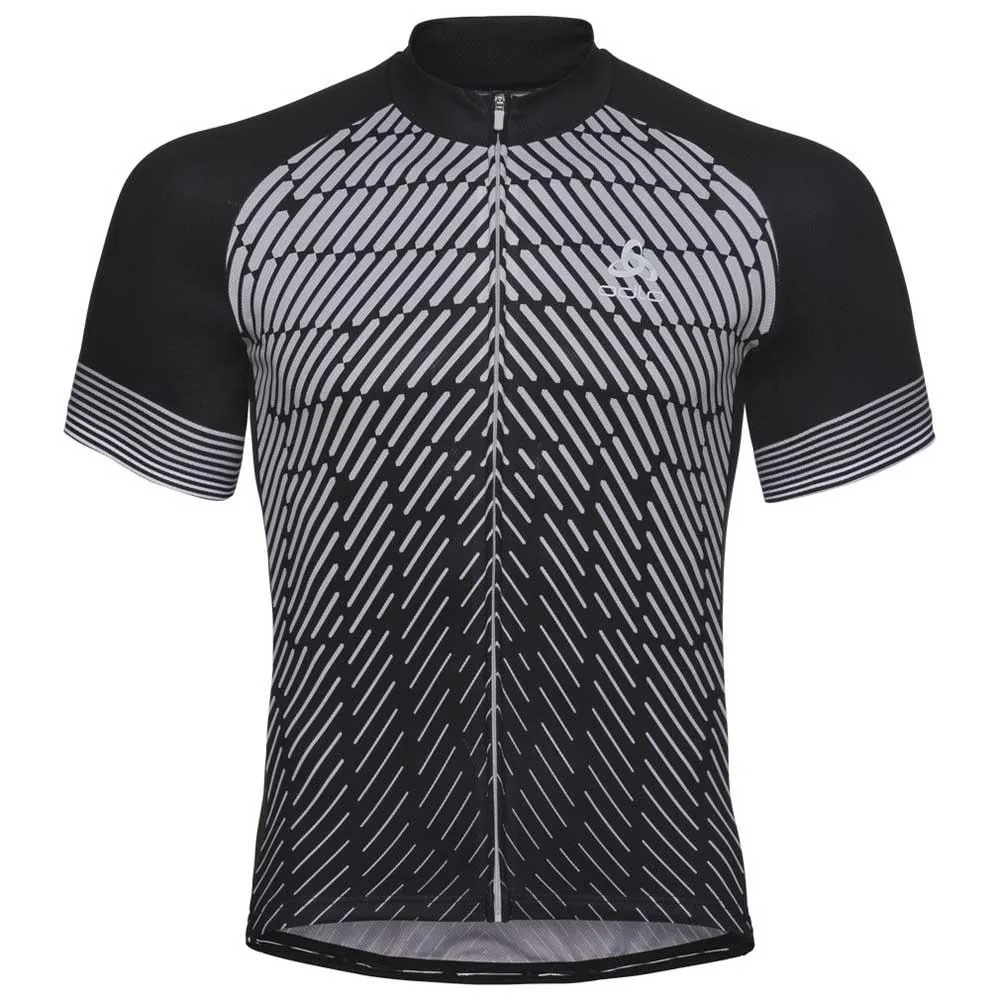 Odlo Fujin Print Kurzarm-radtrikot, Black / odlo silver grey, S Odlo Fujin Print Kurzarm-radtrikot, Black / odlo silver grey, S