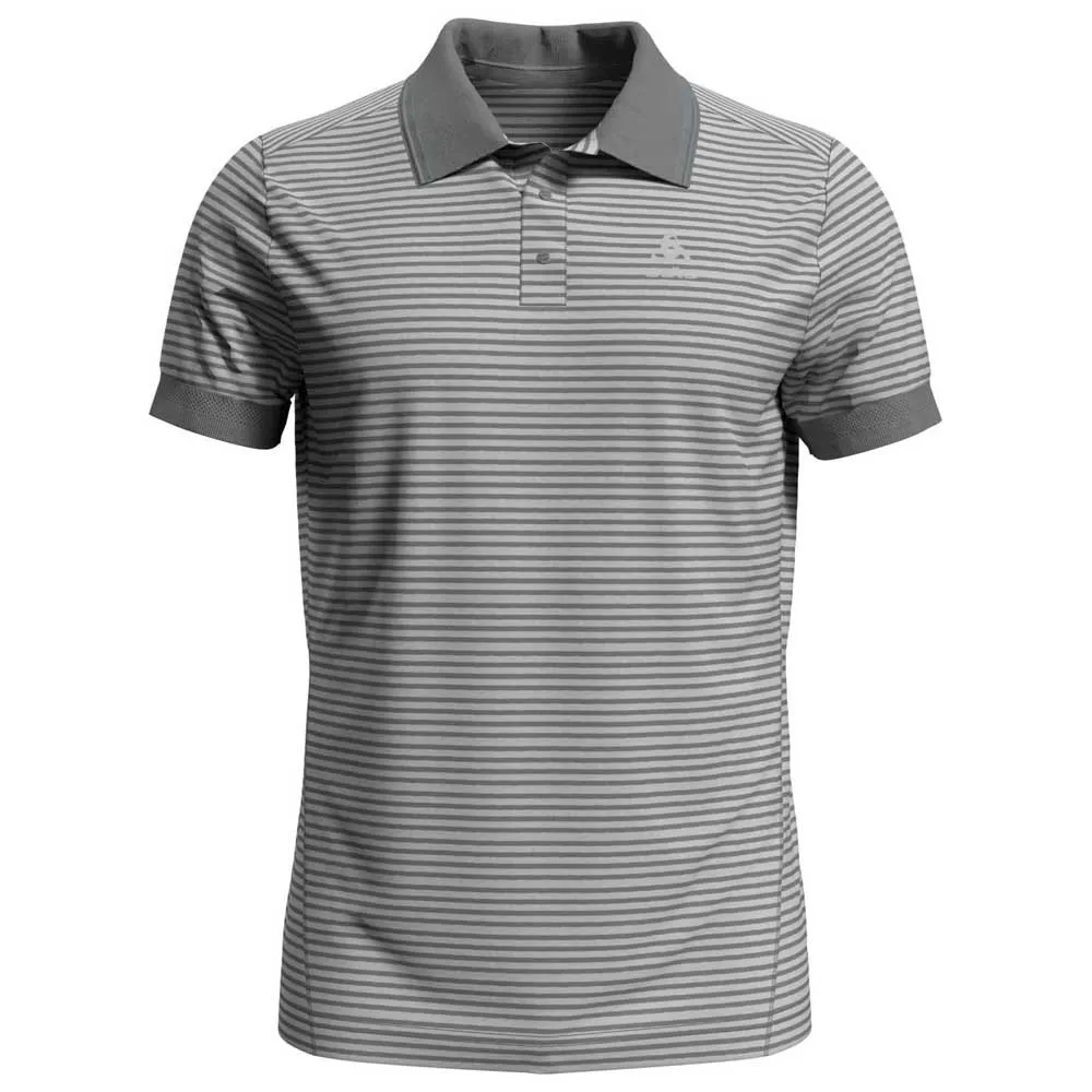 Odlo Nikko Dry Kurzarm-poloshirt, Concrete grey / silver grey / stripes