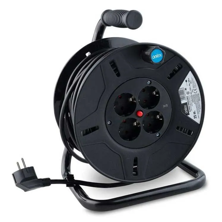Onlex 4 Sockets 25 M Kabeltrommel, Black, One Size Onlex 4 Sockets 25 M Kabeltrommel, Black, One Size