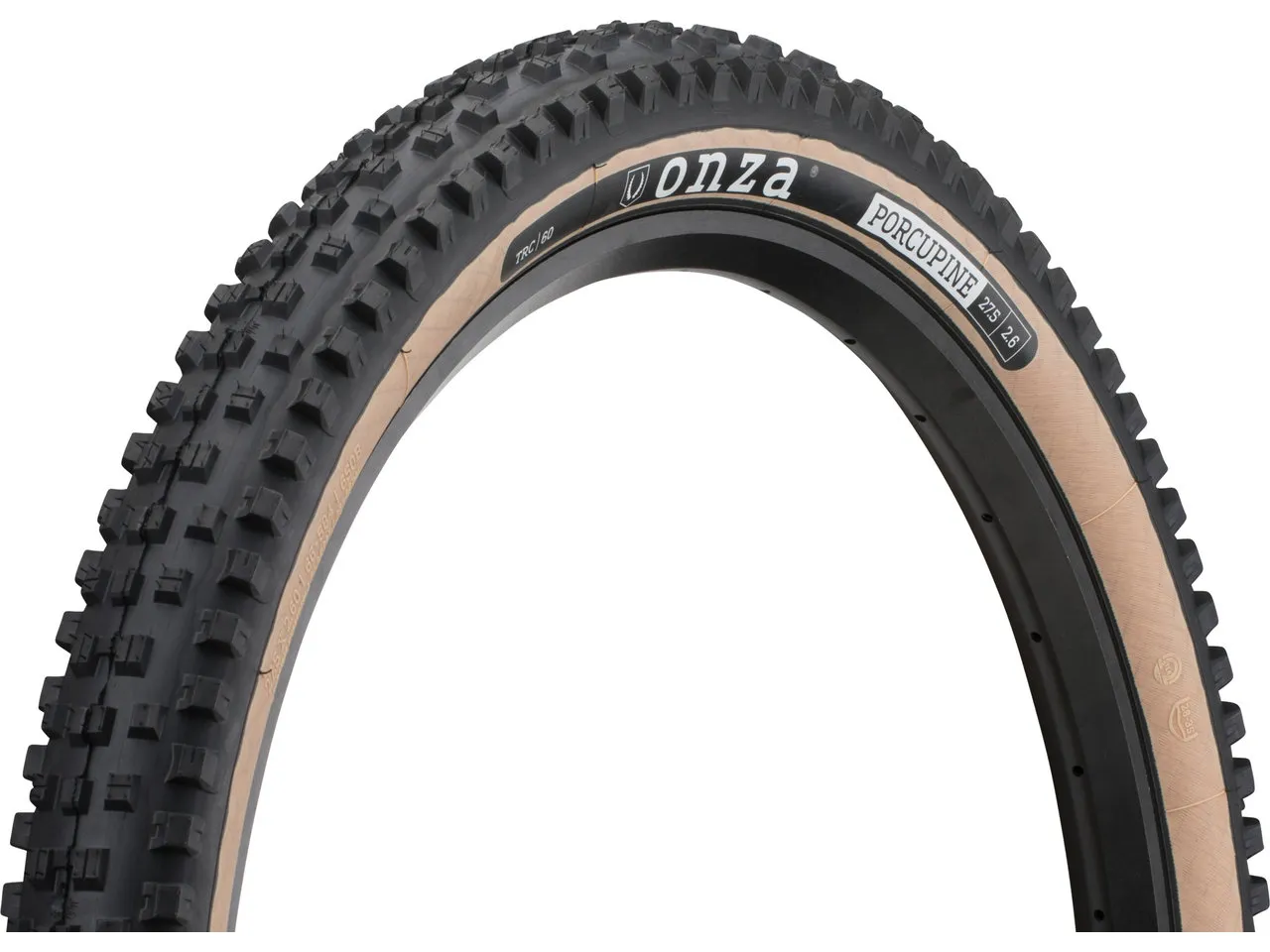 Onza Porcupine TRC MC60 Skinwall 27,5+ Faltreifen, Schwarz-braun, 27.5 x 2.6 Onza Porcupine TRC MC60 Skinwall 27,5+ Faltreifen, Schwarz-braun, 27.5 x 2.6