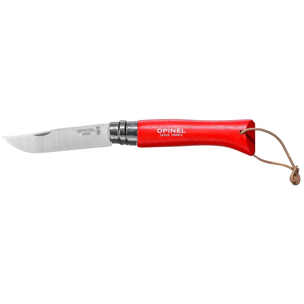 Opinel No 08 Red With Sheath Taschenmesser, Silver, One Size Opinel No 08 Red With Sheath Taschenmesser, Silver, One Size