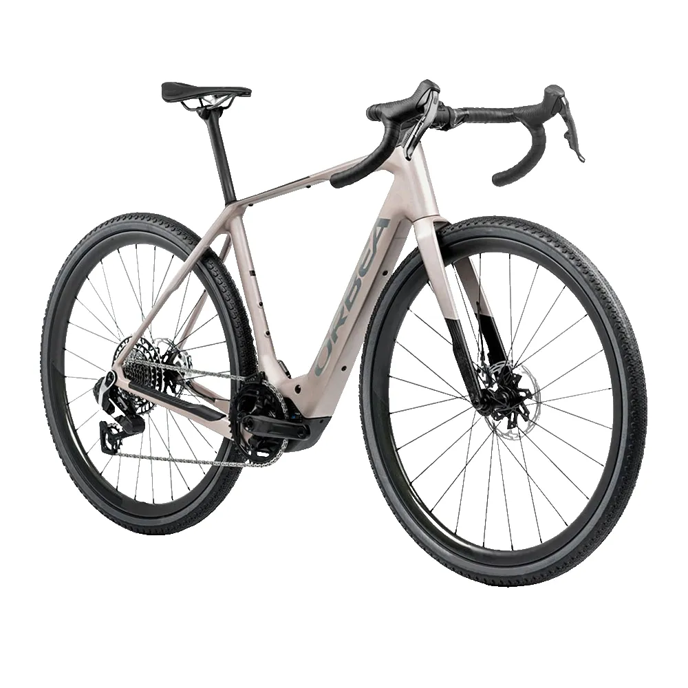 Orbea Denna M31e Rival Xplr Etap Axs 2025 Elektrisches Gravelbike, Nickel matt / carbon raw gloss, M, 420Wh Orbea Denna M31e Rival Xplr Etap Axs 2025 Elektrisches Gravelbike, Nickel matt / carbon raw gloss, M, 420Wh